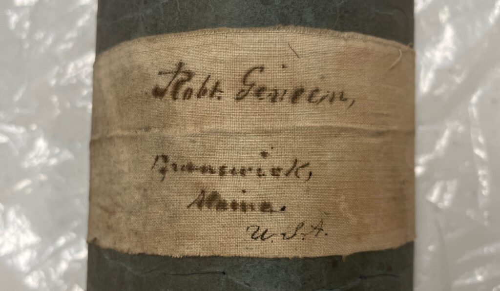 Label for Robert Giveen attached to his 1832 North Atlantic Ocean chart.  