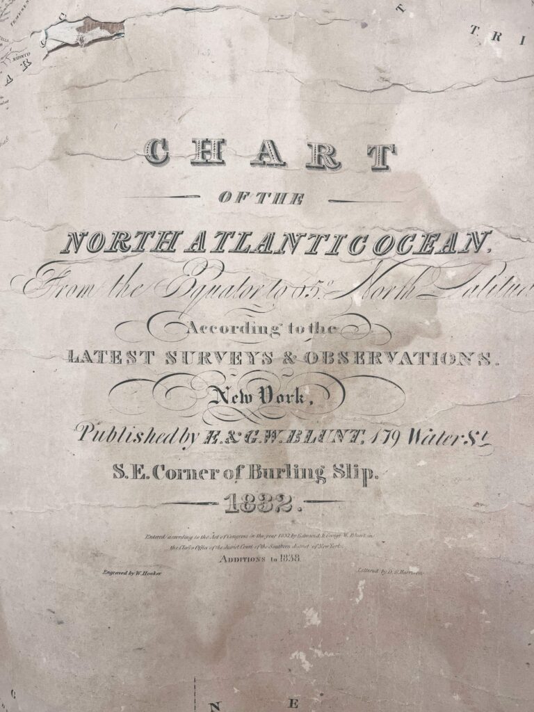 Title section for the 1832 chart published by E. & G.W. Blunt, New York. 