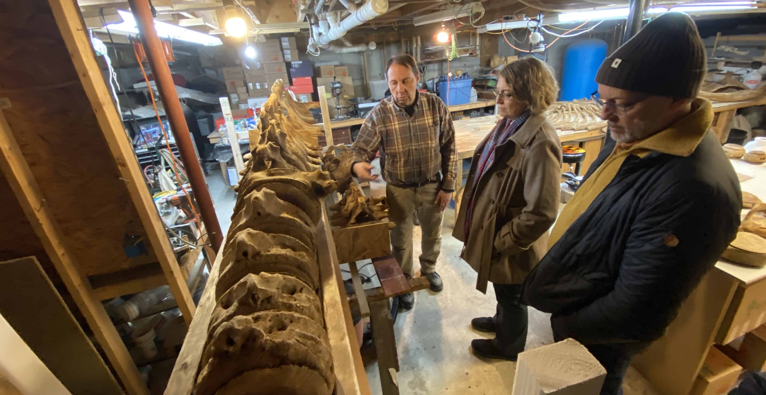 Dan DenDanto of Whales and Nails with Teresa Murphy and Brewster Buttfield of the Maine State Museum. 