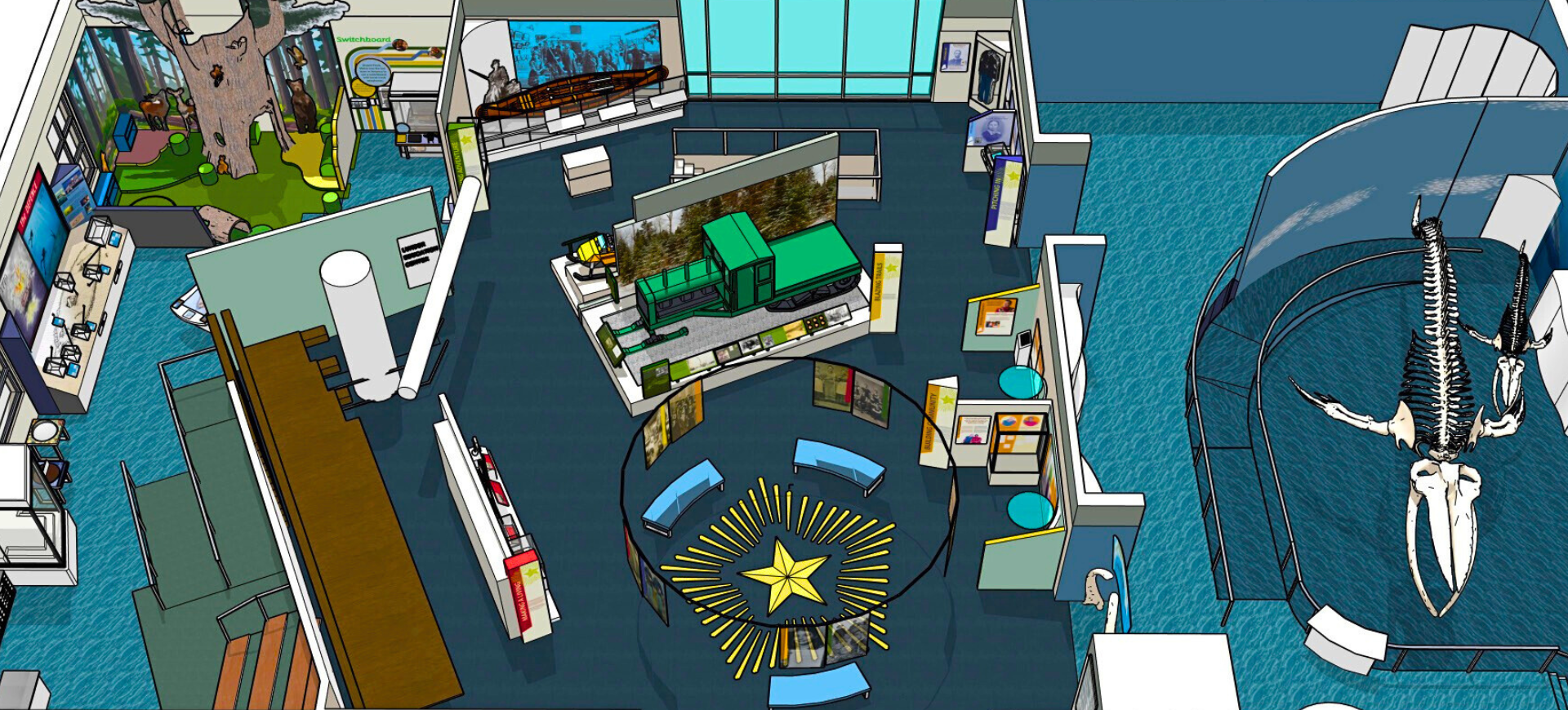 An illustration of the new main floor of the Maine State Museum
